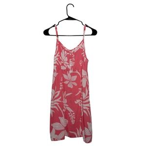 Kiwi & Punch Tropical Bohemian Pink Hibiscus Floral Mini Sun Dress Womens Medium